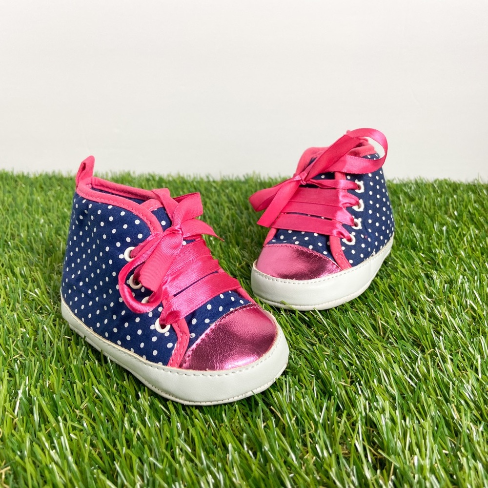 Child Of Mine Navy Blue Polka Dots Baby Shoes